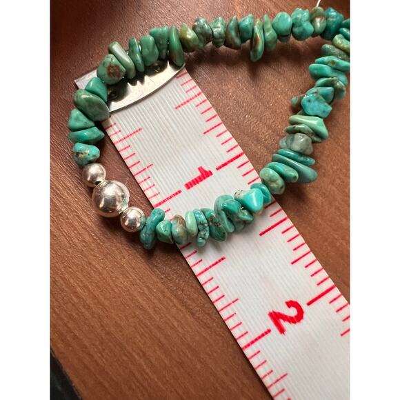 Native American Turquoise Nugget Sterling Silver Earrings 2.75” Drop 10g Boho - Picture 4 of 7